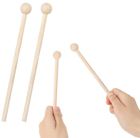2 Stück Holzschlägel Mallet Drumsticks Chime Klangstab Perkussion Holz Marimba Schlägel Glockenspiel Klangstäbe, für Xylophon, Holzblock Glocken Yoga Anfänger Erwachsene