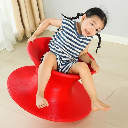 Chaise Pivotante Chaise Gyroscopique Rotative à 360°, Équipement D'entraînement Sensoriel pour Chaise Gyroscopique en PE Robuste, Mobilier de Sport Rotatif Rouge pour Salon et Chambre à Coucher