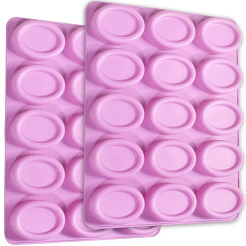 Newk Oval Silicone Mold, 2 Packs 12-Cavity Non-Stick Silicone Molds for Cake Pops, Soap, Chocolate, Cookies, Bath Bombs, Cheesecakes