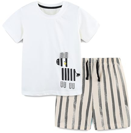 TCWWBB Kids Boys Summer Short Outfits Clothes Set Toddler Cool Dinosaur Digger Shark Animal Print Short Sleeve Cotton T-Shirt Tops and Shorts 2Pcs Crewneck Clothing Set Age 1-7 Years Old
