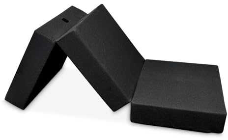 amuéblate Online - Colchón Plegable para Invitados con Cierre y Asa, Espuma de Gran Densidad y Funda en Tejido Transpirable Gris Oscuro, 80 x 190