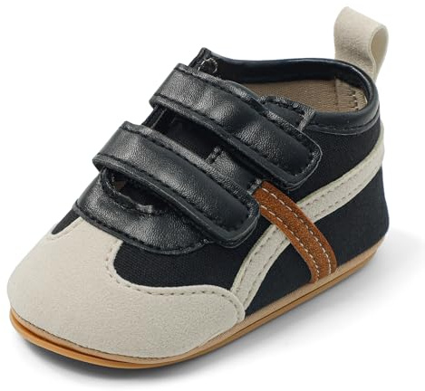 MASOCIO Babyskor pojke flicka första steg mjuka halkfria skor sneakers baby 3–18 månader, svart (noir 1), 3-6 mois