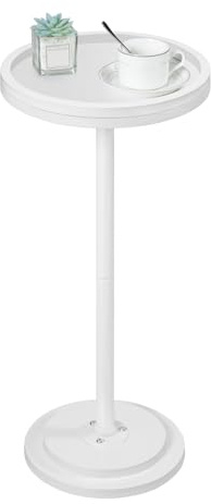 HOOBRO Round Side Table, Small Bedside Table, Drink Tables, Accent Round Table with Pedestal, Coffee Martini Tables Compact Corner Sofa Tables for Small Space, White EWW168BZ01