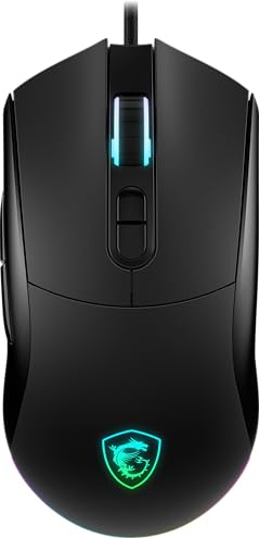 msi Forge GM320 Gaming Mouse, 12800 DPI, 20M+ Clicks Micro Switch, Optical Sensor, Ergonomic Ambitextrous Hand Design, RGB Light