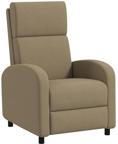 HOMCOM Poltrona Relax Reclinabile Manuale 160° con Poggiapiedi, Poltroncina Reclinabile Imbottita Ergonomica in Tessuto Effetto Lino per Camera da Letto, Ufficio, Salotto e Soggiorno, Beige