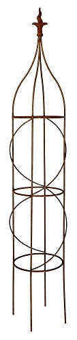 RUDDINGS WOOD 175cm Large Heavy Duty Natural Rust Metal Flame Garden Obelisk Climbing Rose Plant Rusted Support Frame