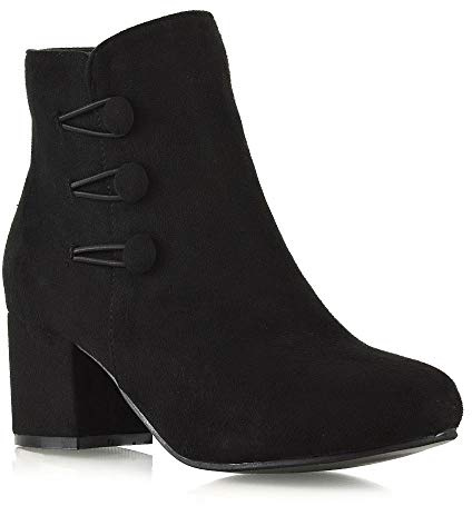 ESSEX GLAM Womens Low Mid Block Heel Ankle Boots Ladies Zip Button Tie Smart Work Office