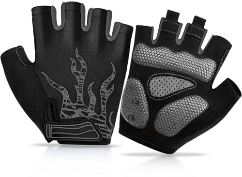 BTNEEU Gants Cyclisme Demi-Doigts Gants Velo Gel Anti-Choc Anti-Dérapage, Respirant Gant Demi Doigt Mitaines Velo Homme, Gants VTT Gel Été de Fitness Sport Escalade pour Homme et Femme (Noir, XL)