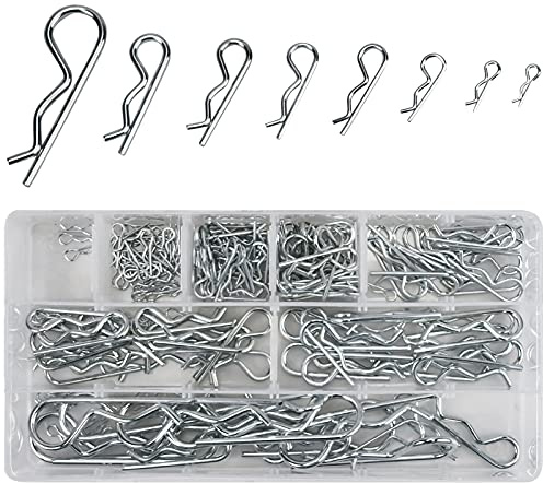 180pcs Goupille Fendue, 8 Tailles Goupille de Verrouillage, Acier Inoxydable Goupilles de Retenue, Forme de R Goupille Fendue Robuste avec Boîte de Rangement Pour Matériel Fixation Tracteur Tondeuse