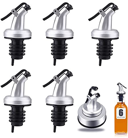 Nothers XTUDOU® 6 Pièces Bec Verseur Huile, Huile Bec Verseur Bec Verseur Bouchon, pour Bouteille de Vin, D'Huile D'Olive, Sirop et Vinaigre
