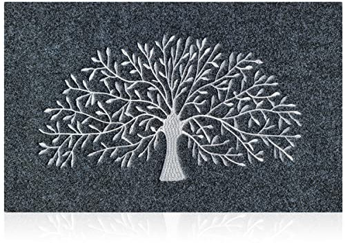 AOAOPQ Welcome Door Mats Tree of Life Inside rutschfeste Outdoor Matte mit Rutschfester Gummi-Unterseite für Eingangsbereich, Flur, Küche, leicht zu reinigen (60x90, Baum & Grau)