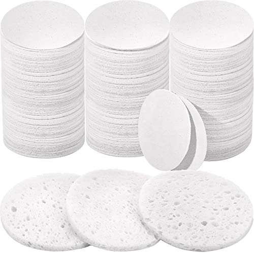 300 Count Compressed Facial Sponges Natural Face Sponges for Cleansing Disposable Facial Exfoliating Pads for Estheticians(White)