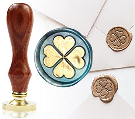 KAPSING Siegelstempel, Abnehmbarer Wachssiegel Stempel und Holzgriff, Herzform Abnehmbarer Messingkopf Siegelstempel, Für siegelwachs auf Umschlag/Einladungen/Karten