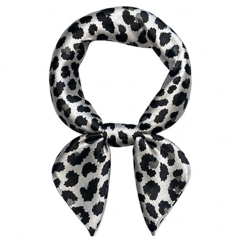 prinfantasy Bandanas for Women Leopard Print Scarf Square Hijab Satin Silk Headscarf for Lady Girls, GB070346