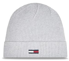 Tommy Jeans Women TJW ELONGATED FLAG BEANIE AW0AW16777 Grey (Silver Grey Heather) OS