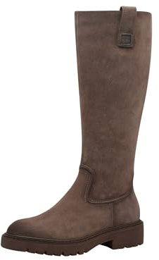 Tamaris Donna Langschaft-Stiefel Blockabsatz Bequem, Taupe, 37 EU