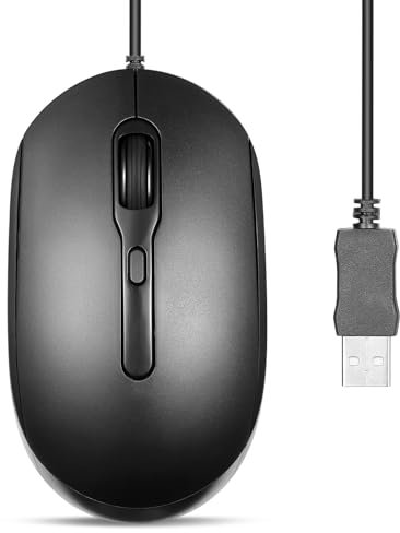Perixx PERIMICE-222U Mouse USB con Cavo - Cavo Lungo 1,8 Metri - Design Ottico 1200/1600/2000 DPI - Nero