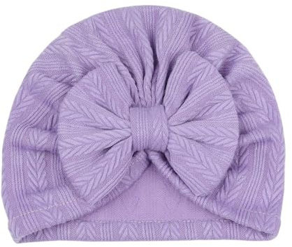 AMateschitz Babyturban, hattar med rosett, förskola, sjukhus, mössor spädbarn, huvudbonad, mössa, nyfödd, babymössa, rosett, pannband, småbarn för flickor pojkar, lila, one size