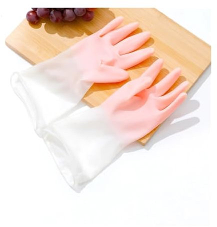 MWAHJU Guantes De Limpieza Guantes for lavar platos for el hogar for mujer, guantes de goma impermeables, cepillo fino for el hogar, cuenco, guantes de látex, 3 uds. Para Uso DoméStico(Pink,L)