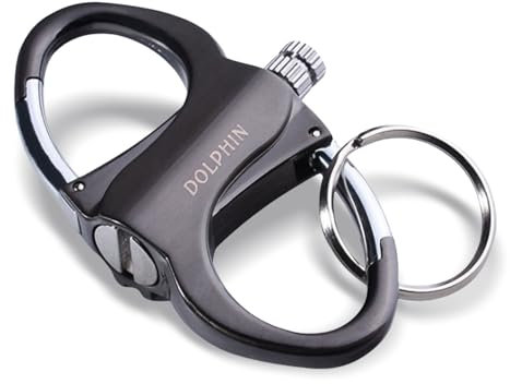 Keychain Lighter,Metal Key Chain Permanent Lighters,Black Waterproof Keyring Hidden Starter,with Keychains,Outdoor Survival Essential Emergency Striker,Portable Steel Reusable Starters,for Camping