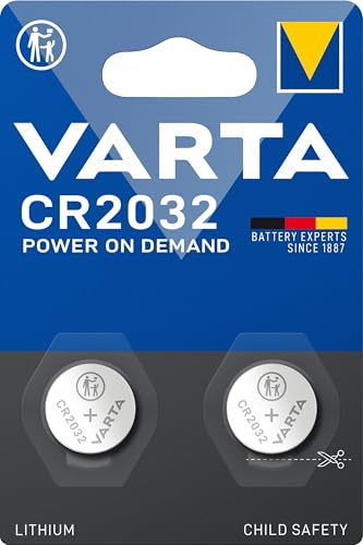 VARTA Pile a bottone CR2032, Confezione da 2, Power on Demand, Lithium, 3 V