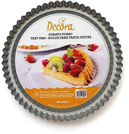 Decora, 0070031 Stampo Furbo per Crostata, in Acciaio Antiaderente, Tondo Ø 28 X 3 cm, Rende facile Farcire la Crostata, Design Professionale