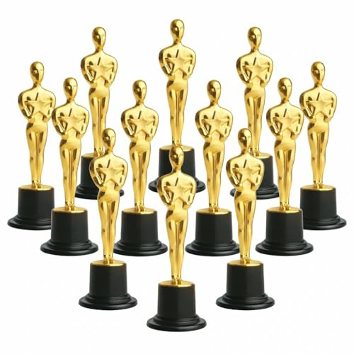 Toyvian 12Pcs Gold Award Trophies - 6.1 inch Plastic Trophy Awards Winner Statue Set Mini Trophies for Party Celebrations Ceremony Appreciation Sport Drama Competitions Acting Classes Dance