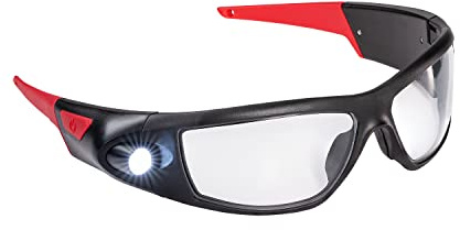 Coast SPG400 Rechargeable Lighted LED Safety Glasses with Built-In Inspection Beam, Scratch Resistant Interchangeable Lenses Black/Red