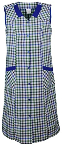 Blouse boutonnée pour femme - En tissu mélangé - À carreaux - Sans manches - Tablier de cuisine, Design 1, 58