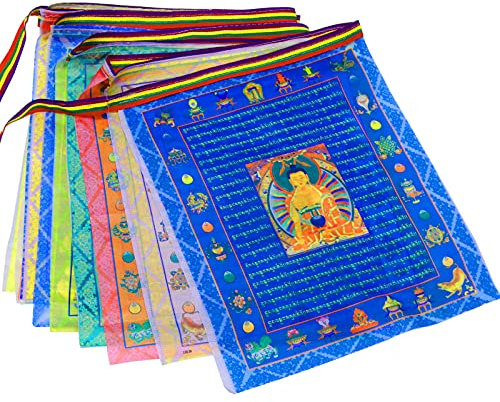 Tibetisch-buddhistische Gebetsfahnen, Meditationsfahne, traditionelles Muster, Satin-Windpferd, Lungta-Gebetsfahnen, 27,9 x 35,6 cm, 20 Stück