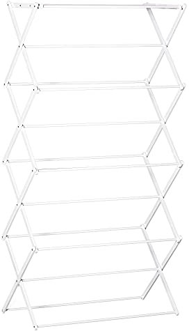 HOMCOM Wäscheständer faltbar 8-stufiger Trockengestell Turmtrockner Turmwäscheständer Trockenständer Metall Kunststoff Weiß 74 x 35 x 144 cm