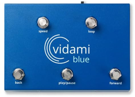 Vidami Blue Hands Free YouTube Video Looper, Page Turner, and DAW Controller for PC, Mac & iPad/iPhone - Foot pedal controller for Video Looping - Helps Musicians Learn, Perform, and Create Music