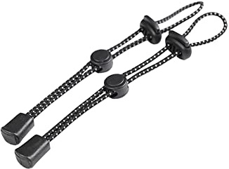 HugeDE 3 Pcs Black Backpack Hiking Pole Ropes Walking Pole Fixing Buckle Stick Pole Carry Tie Cord Thick Elastic Cable Tie for Climbing Trekking Outdoors