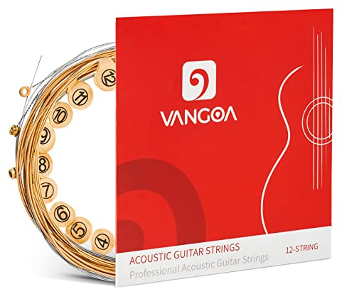 Vangoa Guitar Strings for 12 String Acoustic Guitar, 85/15 Bronze, Vacuum-sealed Packaging Durable Acoustic 12 String Set, Ball End, Light, 10-46
