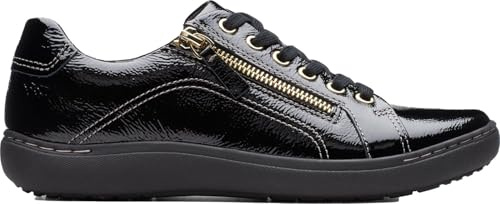 Clarks Tenis Nalle Lace para Mujer, Negro Charol sintético, 38 EU
