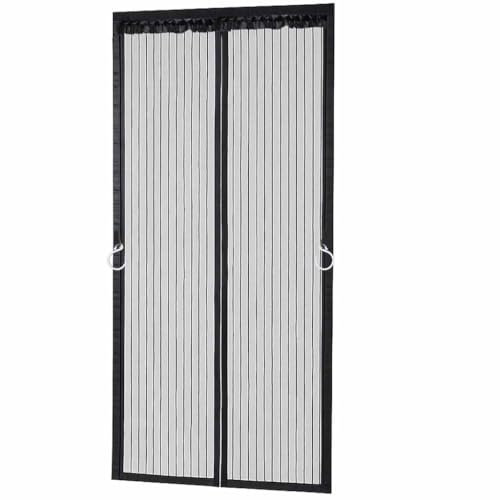 Magnetic Fly Screen Door-Extra Sturdy Pet-Friendly Mesh with Reinforced Magnetic Strips | Auto-Close Insect Curtain, No Tools Installation (90x210cm, Black)