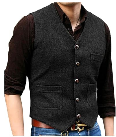 Solovedress Gilet de costume vintage classique en laine pour homme, coupe droite, gilet de costume pour mariage
