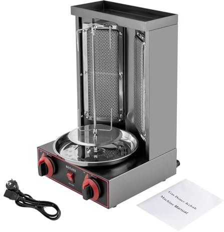 Eastnmythet Machine à Doner Kebab à gaz, rôtissoire Verticale avec 2 brûleurs pour Cuisine Domestique Commerciale, Four à rôtissoire de comptoir