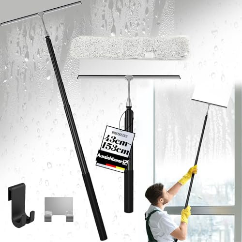 Rasqueta Limpiacristales para Ducha, 43–153 cm Retráctil Rasqueta de Ducha con Barra de Acero Inoxidable, Limpiacristales para Ducha de Silicona con Soporte, Rasqueta para Baño,Cristal,Puerta de Ducha