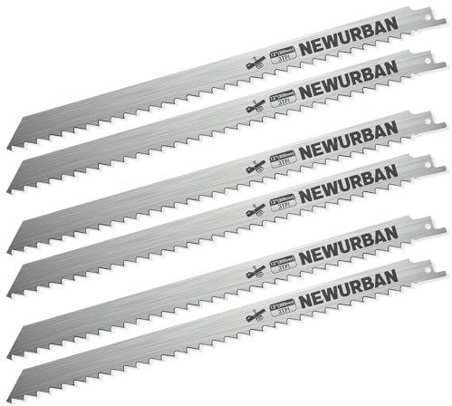 NEWURBAN Confezione da 6 lame per sega alternativa in acciaio inossidabile 12 pollici (300 mm) / 3TPI – 6 pezzi per il taglio di alimenti per carne congelata