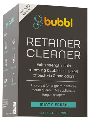 Bubbl 120 pastillas limpiador para Invisalign Wire Retainer Cleaner Night Guard Cleaner y más, elimina olores y manchas para tazas o limpiador ultrasónico, 4 meses de stock