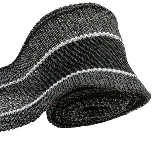 Puños elásticos acanalado bordes organza tela costilla acolchado de tela, accesorios de tela, puños dobladillo, cuello inferior costura gris blanco negro)