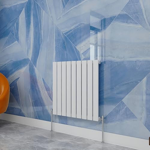 White Designer Radiator Horizontal 600×612mm Single Flat Panel - Wall/Floor Mounted for Modern Multi-Scene & Central Heating