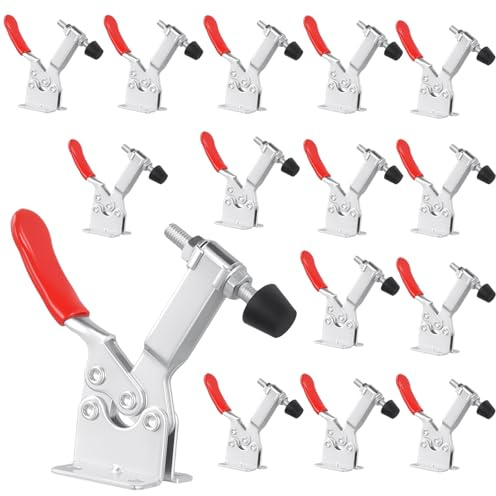 SYUTBOU 14 Stück 14,2 x 5,3cm Schnellspanner Kniehebelspanner, Silber Klemmhebel mit Rotem Griff, Waagrechtspanner für Werkstatt, Industrie
