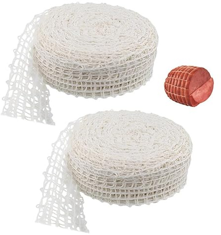 HMCEY 2 Pezzi Rete per Arrosti di Carne 2 M,Rete Alimentare per Salumi Elastica,Retes da Forno per Arrosti,Retes Carne per Conservare,Reti Alimentare per Barbecue per Friggere e Cucinare La Carnes