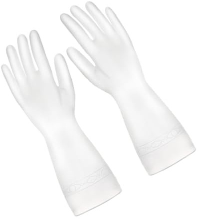 KIXZSAZ Guanti per la pulizia delle faccende domestiche Guanto per lavare i piatti in con stampa da cucina Guanti in PVC Protezione antiscivolo trasparente per la casa