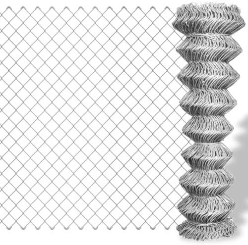 Nqyjm Valla de malla de alambre de acero galvanizado 15 x 1 m plateado para jardín, terraza, exterior