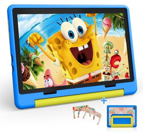 Laptok Kinder Tablet 10 Zoll,Android 15 Tablet mit 20 GB RAM+64GB ROM(TF 1TB), Kindersicherung, Wi-Fi 6G, Widevine L1, 5000mAh, Sturzsicherer Schutzhülle, Tolles Geschenk für Kinder Blau