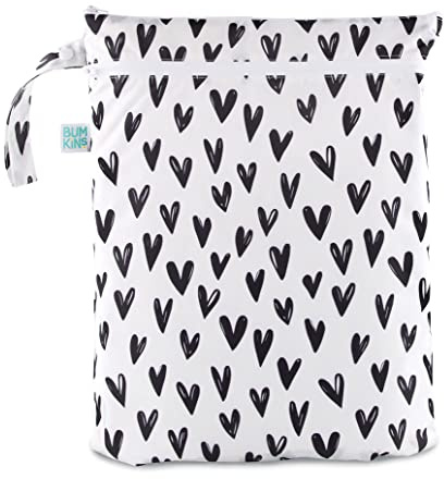 Bumkins Waterproof Wet Dry Bag for Baby, Travel, Swimsuit, Cloth Diapers, Hearts