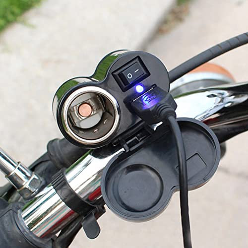 Caricatore Usb per Moto, Presa Caricabatterie per Moto Con Jack Usb Impermeabile da 12V Cc, Adattatore Universale Usb 5V 2A Con Interruttore Supporto per Manubrio da 7/8, per Telefoni/Tablet/Gps